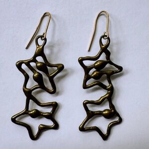 Vintage Bronze Dark Gold Star Earrings